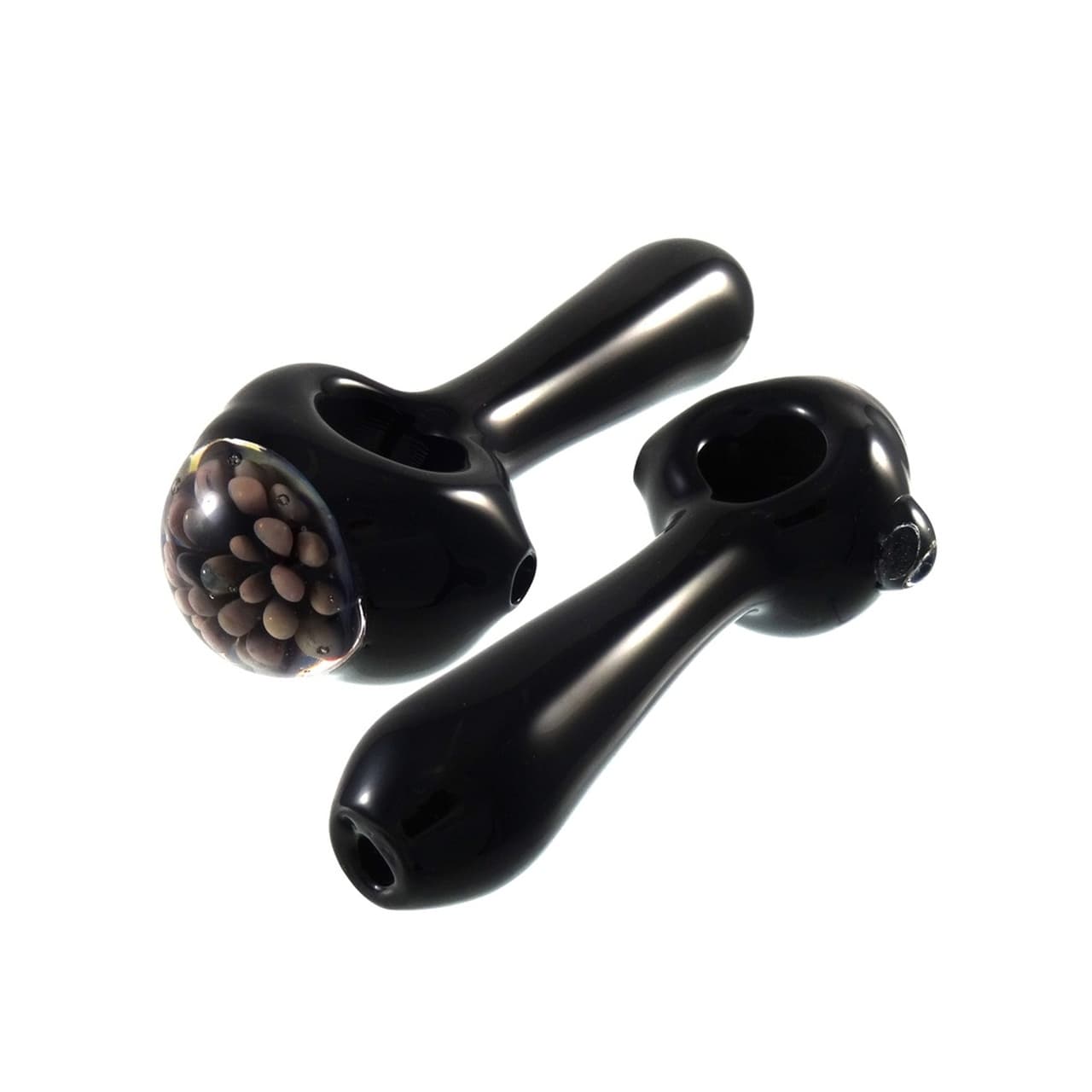 5" Black Spoon Pipe w/Flower Head