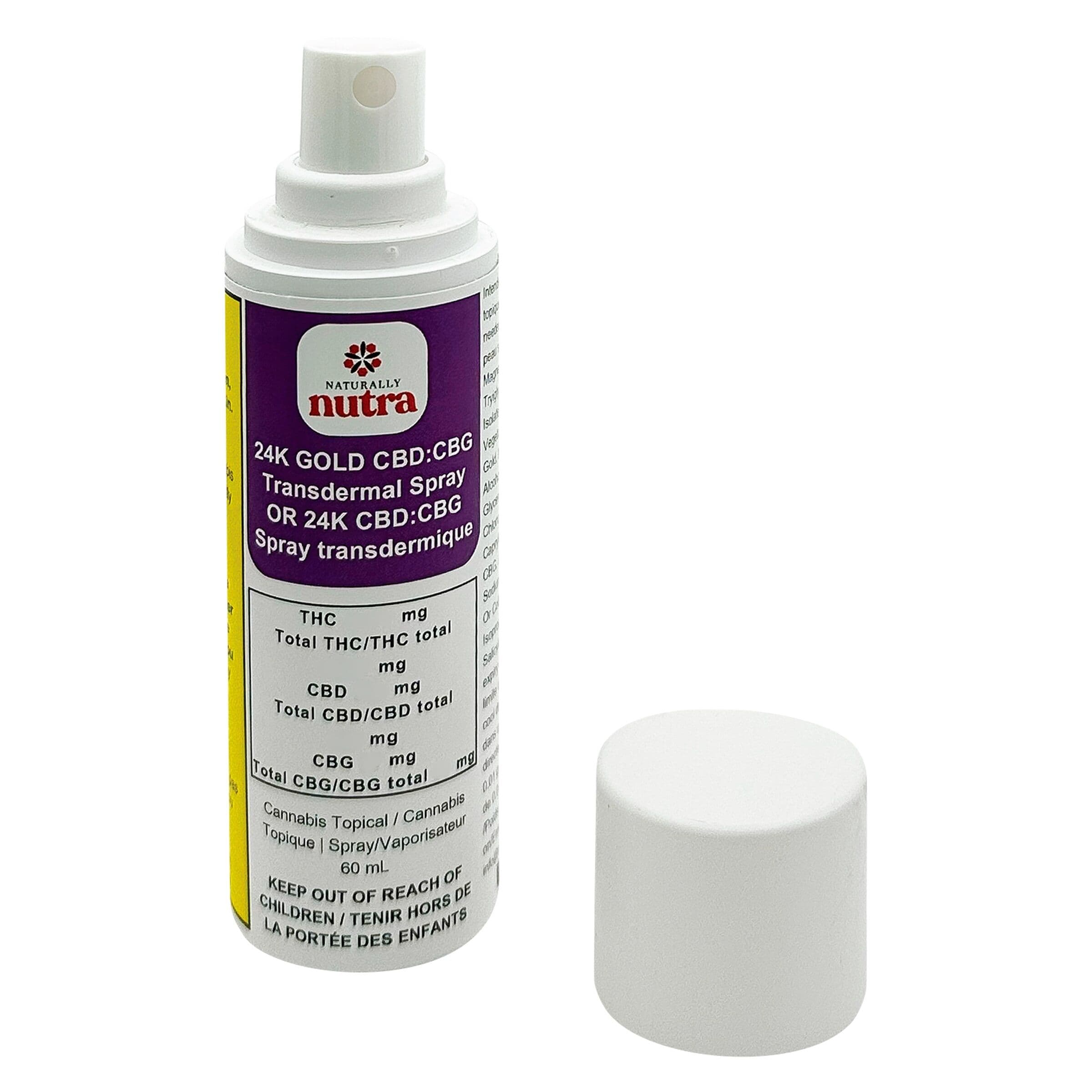 Naturally Nutra - 24K GOLD CBD:CBG Transdermal Spray - 60ml
