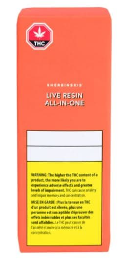 Sherbinskis - Orange Sherbs Live Resin Disposable Pen - 0.5g