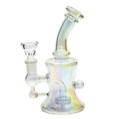 Piranha Glass 6" Hourglass Rig w/ Bowl - Electroplated Series Rainbow