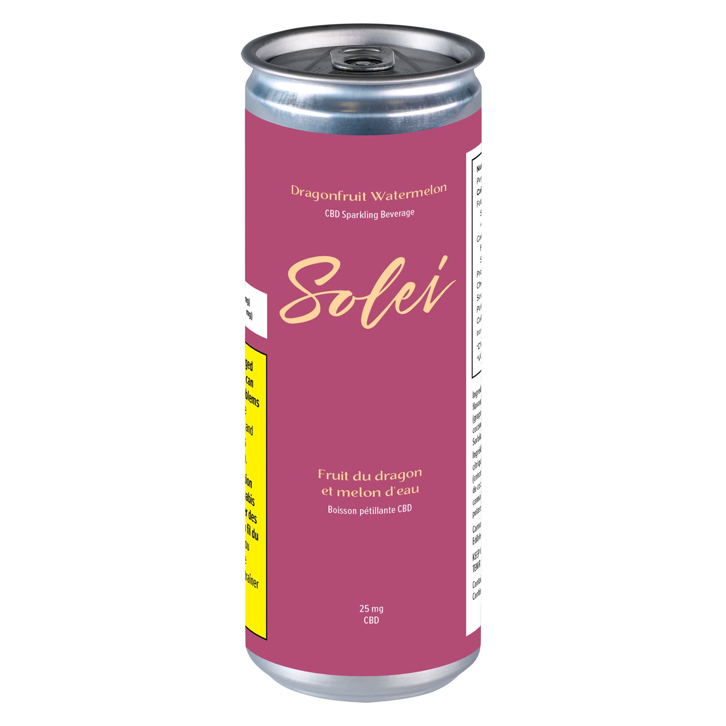 Solei - Dragonfruit Watermelon CBD Sparkling Beverage - 355mL