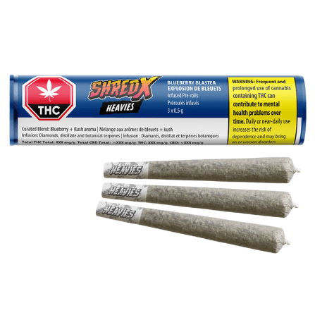 Shred X - Blueberry Blaster Disty & Diamonds Infused Pre-Rolls - 3x0.5g